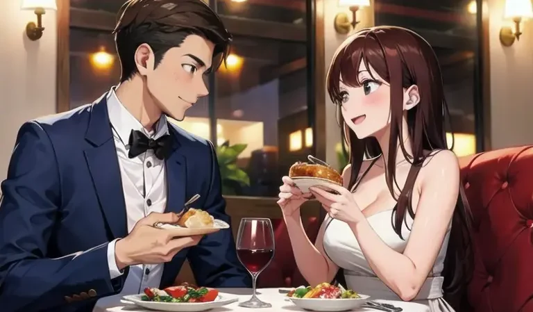 高級レストランでデート