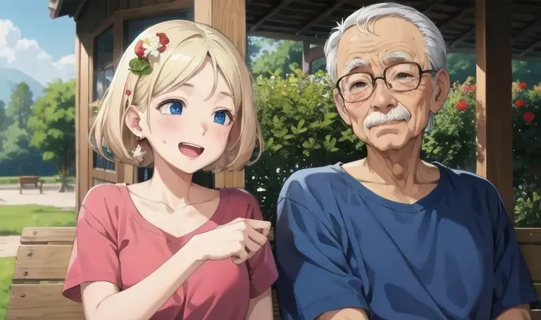 老人と若い女性